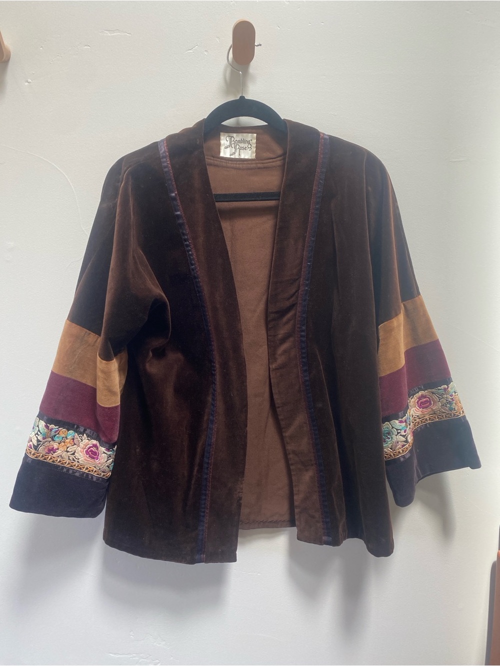 Rambling rose vintage velvet jacket medium